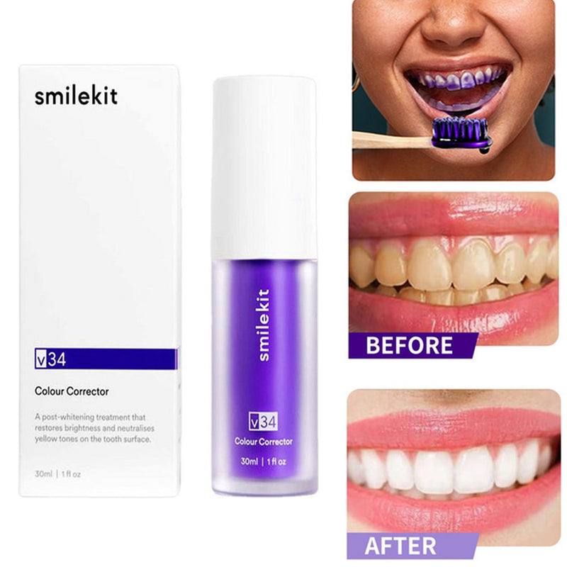 V34 Purple Safe Teeth Whitening Toothpaste