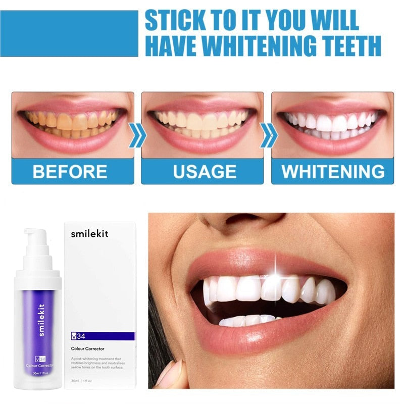 V34 Purple Safe Teeth Whitening Toothpaste