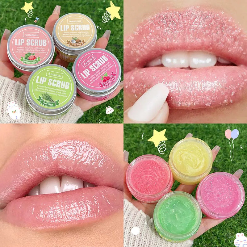 Dual Effect Scrub Lips Mask Fruit Flavor Lip Scrub Moisturizing Nourishing Exfoliating Dead Skin Makeup Reduce Lips Fine Lines