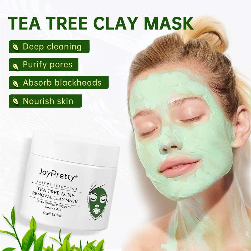 Acne Pore Skin Care Kit Tea Tree Face Cream Cleanser Toner Clay Mask Cleaning Skincare Set Dark Circles Eye Cream Cosmetics