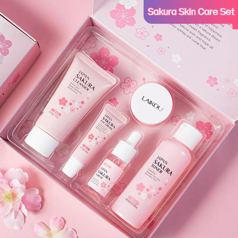 5/3pcs/Set Sakura Skin Care Sets Face Cream Serum Toner Facial Cleanser Sunscreen Eye Cream Gift Box Face Skin Care Set Product