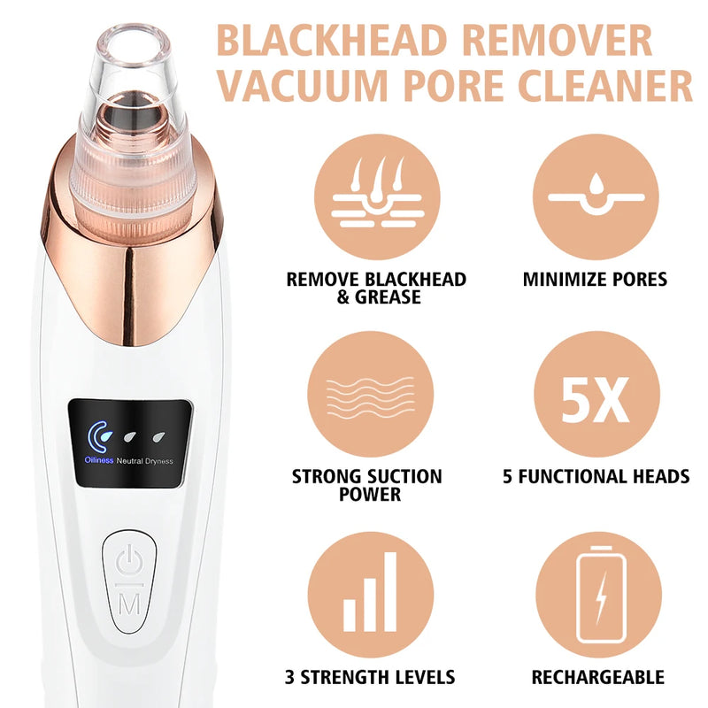 Electric Professional Blackhead Remover Black Pimple Blemish Beauty Women Skin Care Facial Cleaning Pimple Remover Tool Kit